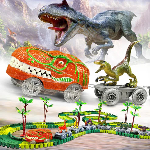 Dinosaur Track Adventure – Flexible Race Track with Glowing Train