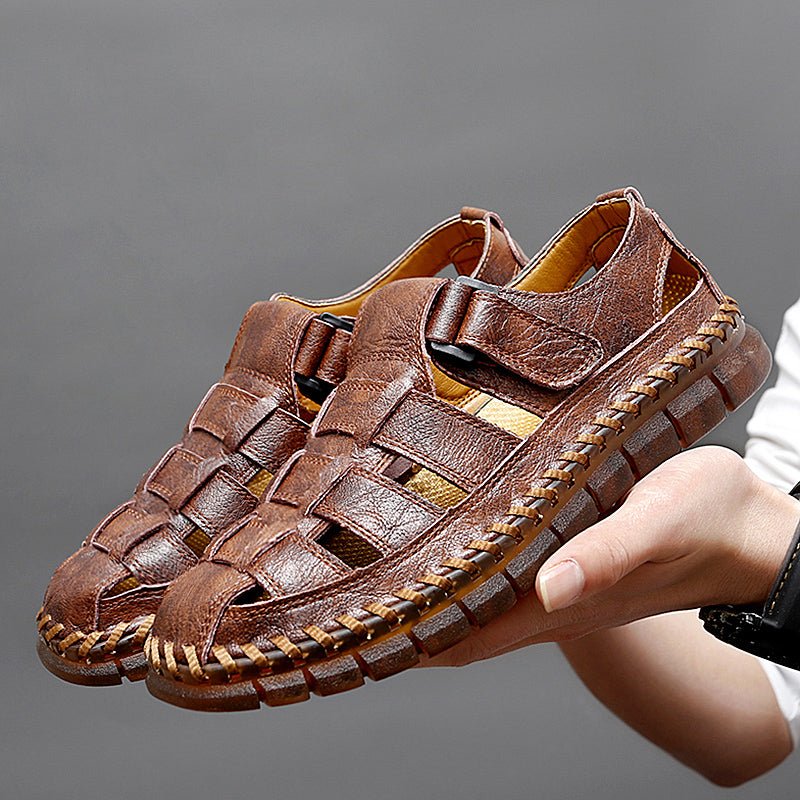 Men's Sandals ⎜ Comfortable Leather Shoes in Retro Design with Adjustable Strap for Summer