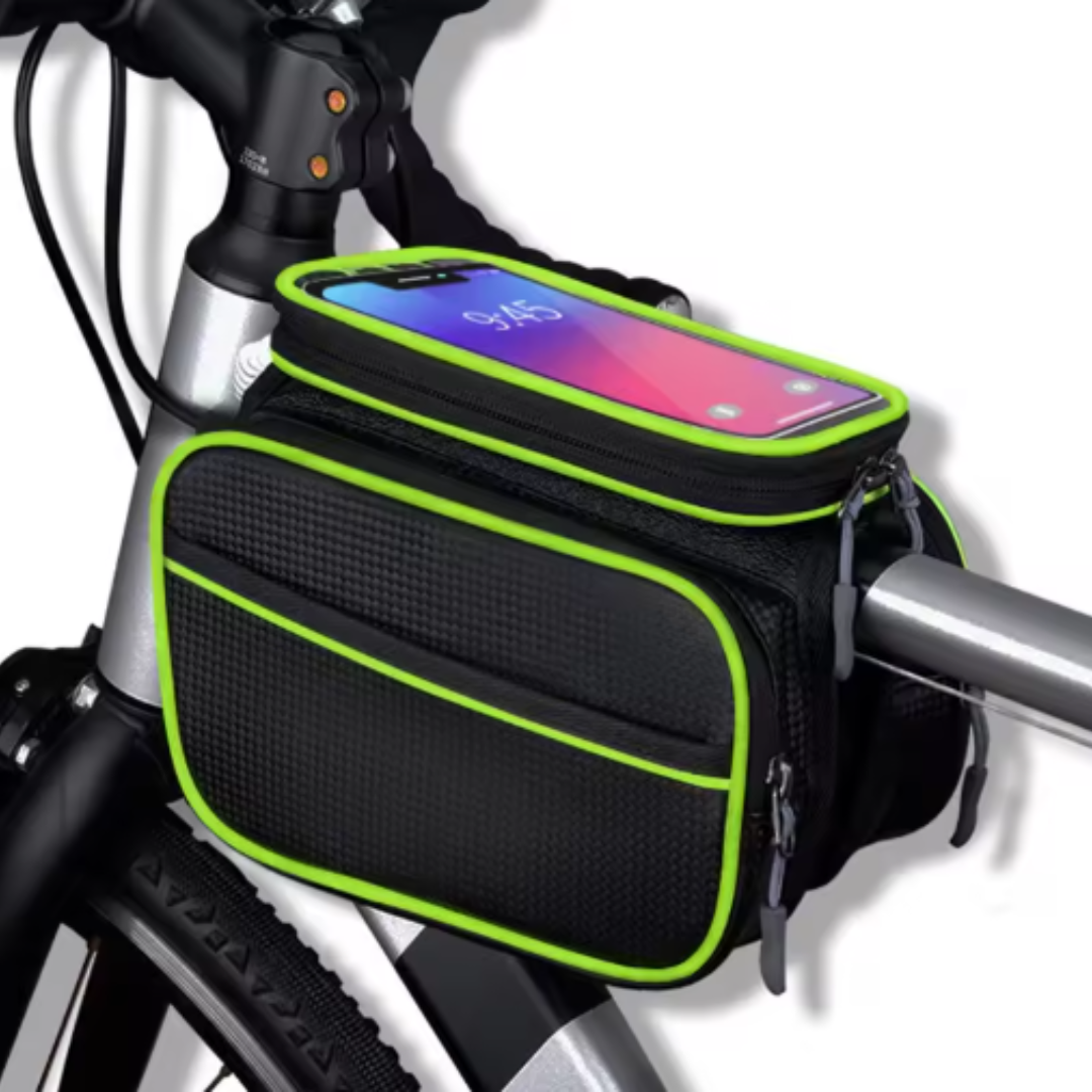 Bike Frame Bag with Mobile Phone Compartment ⎜ Waterproof Top Tube Bag with Storage Space and Touchscreen Window