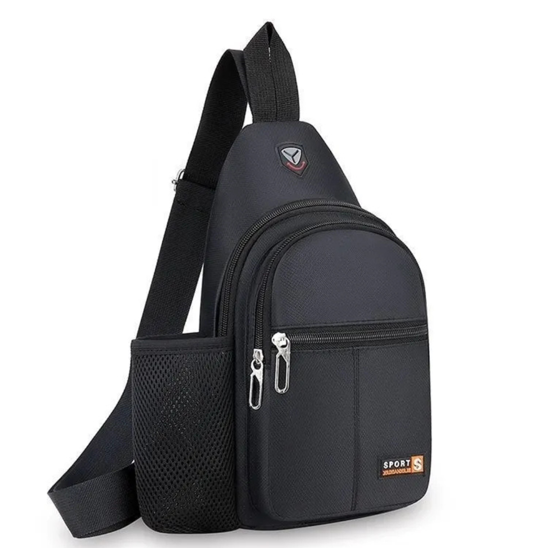Shoulder Bag for Men ⎜ Spacious Chest Pocket with Bottle Holder and Several Zip Compartments