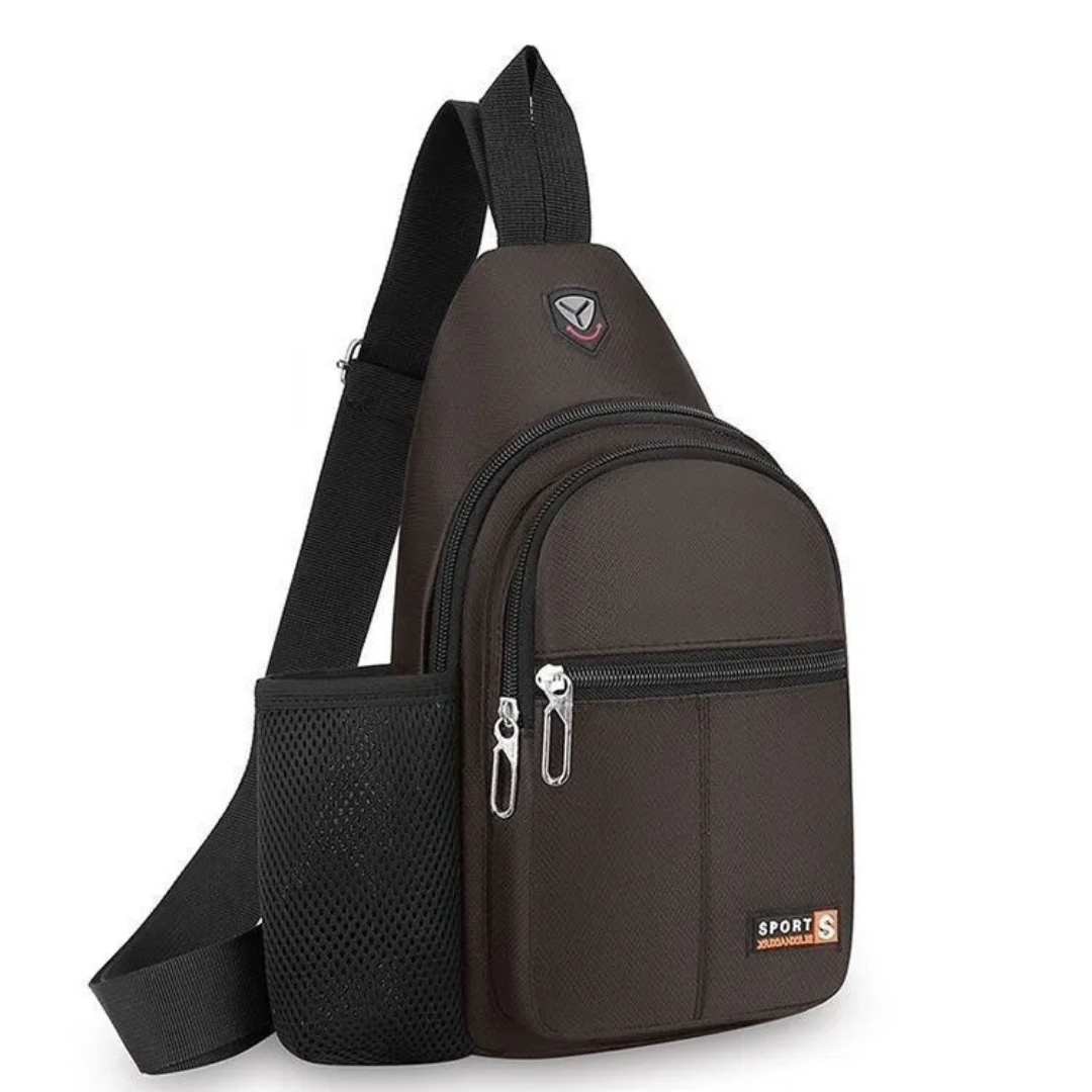 Shoulder Bag for Men ⎜ Spacious Chest Pocket with Bottle Holder and Several Zip Compartments