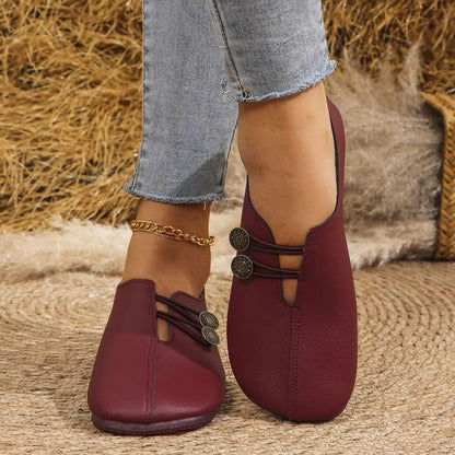 Slippers for Women ⎜ Comfortable Flats with Decorative Buttons and Classic Design