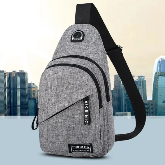 Shoulder Bag for Men ⎜ Lightweight Shoulder Bag Made of Oxford Fabric with Headphone Opening and Zip