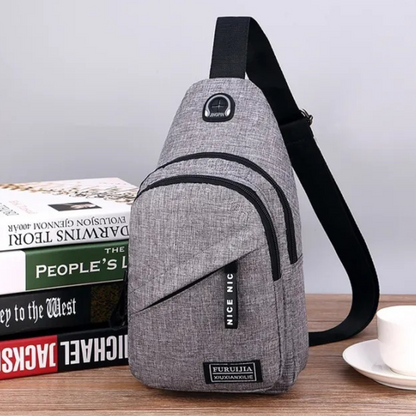 Shoulder Bag for Men ⎜ Lightweight Shoulder Bag Made of Oxford Fabric with Headphone Opening and Zip