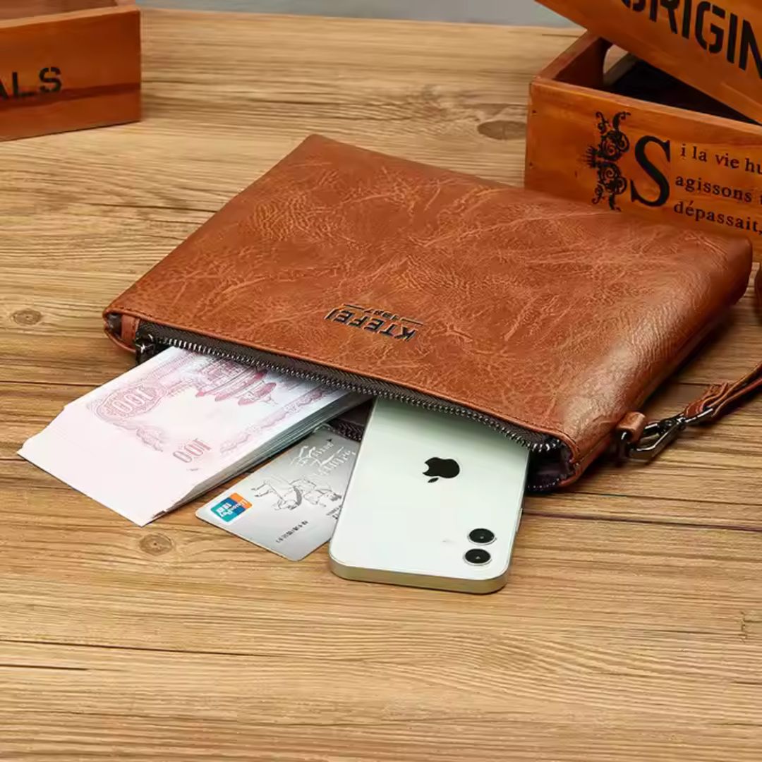 Leather Clutch for Men ⎜ Fashionable Handbag for Business and Leisure in a Slim Design