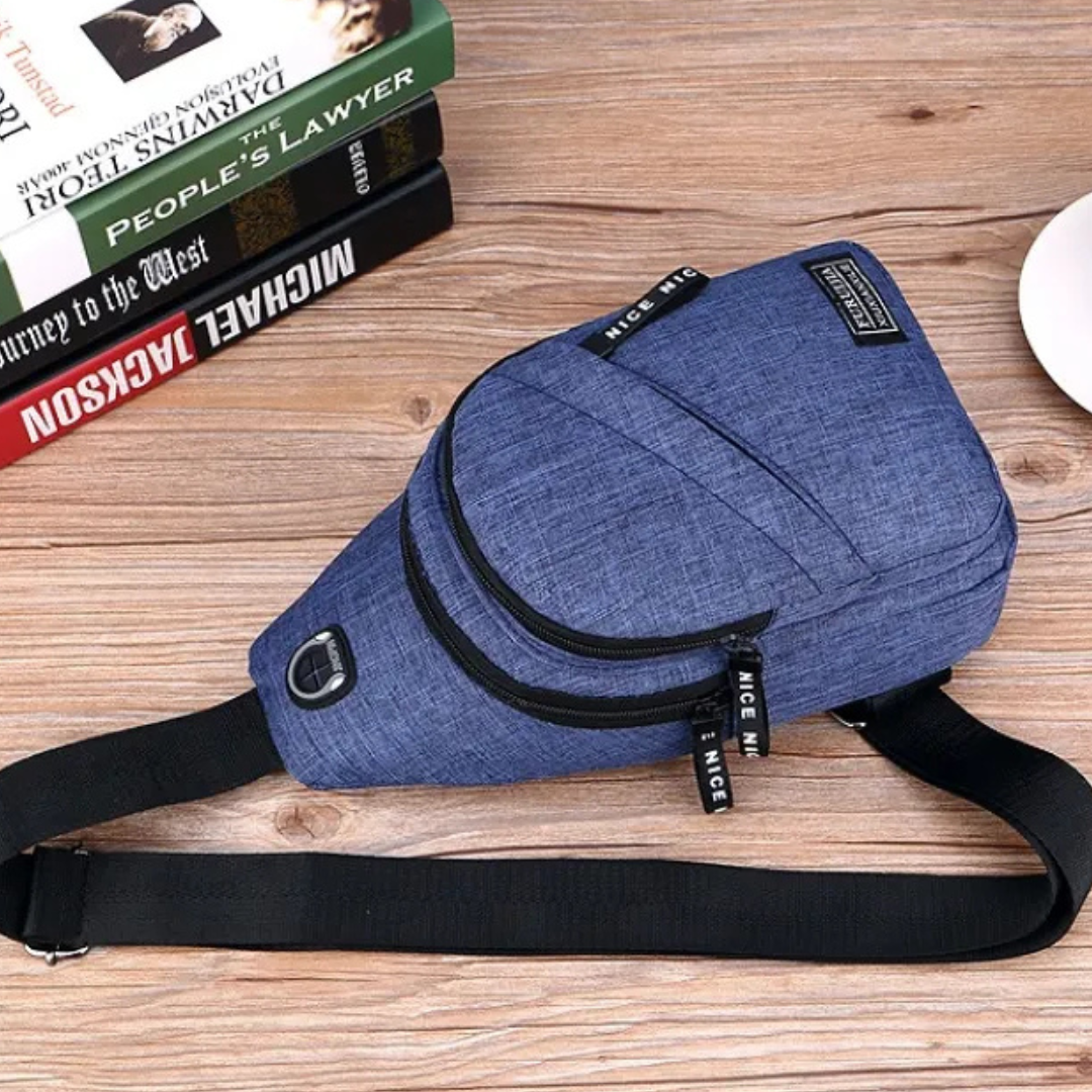 Shoulder Bag for Men ⎜ Lightweight Shoulder Bag Made of Oxford Fabric with Headphone Opening and Zip