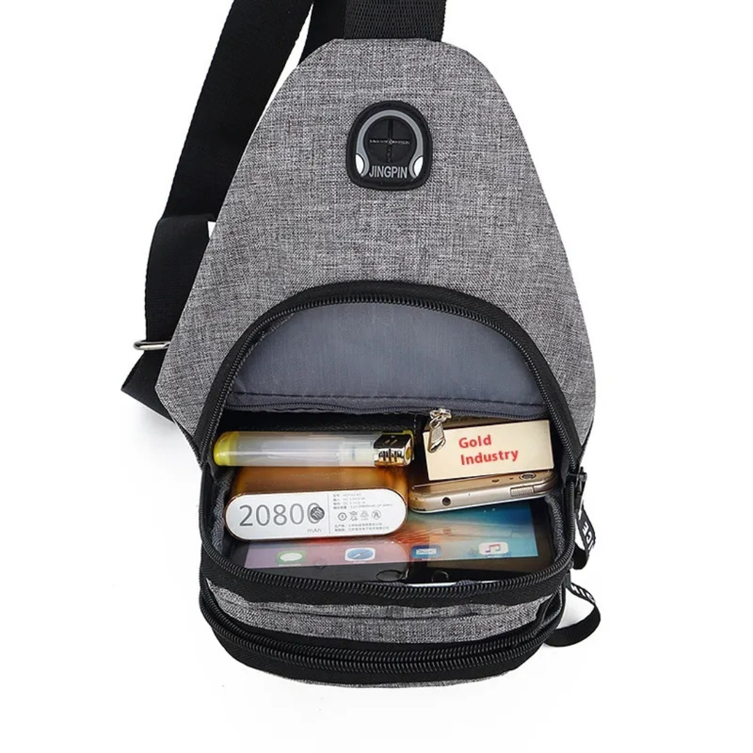 Shoulder Bag for Men ⎜ Lightweight Shoulder Bag Made of Oxford Fabric with Headphone Opening and Zip