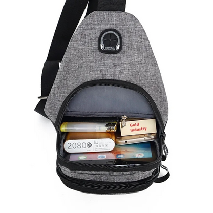 Shoulder Bag for Men ⎜ Lightweight Shoulder Bag Made of Oxford Fabric with Headphone Opening and Zip
