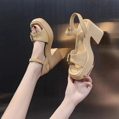Women's Platform Sandals with Block Heel ⎜ Stylish Shoes with Adjustable Strap and High Wearing Comfort
