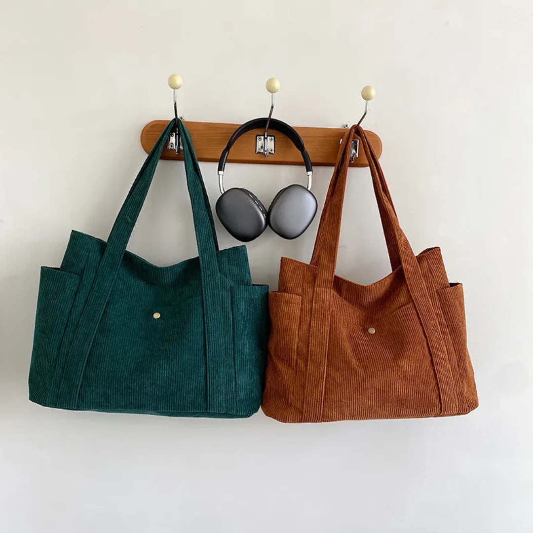 Tote Bag for Women ⎜ Spacious Corduroy Bag with a Modern Design and Practical Straps