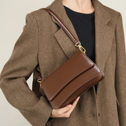 Shoulder Bag for Women ⎜ Stylish Shoulder Bag Made From High - Quality Leather with Gold Accents