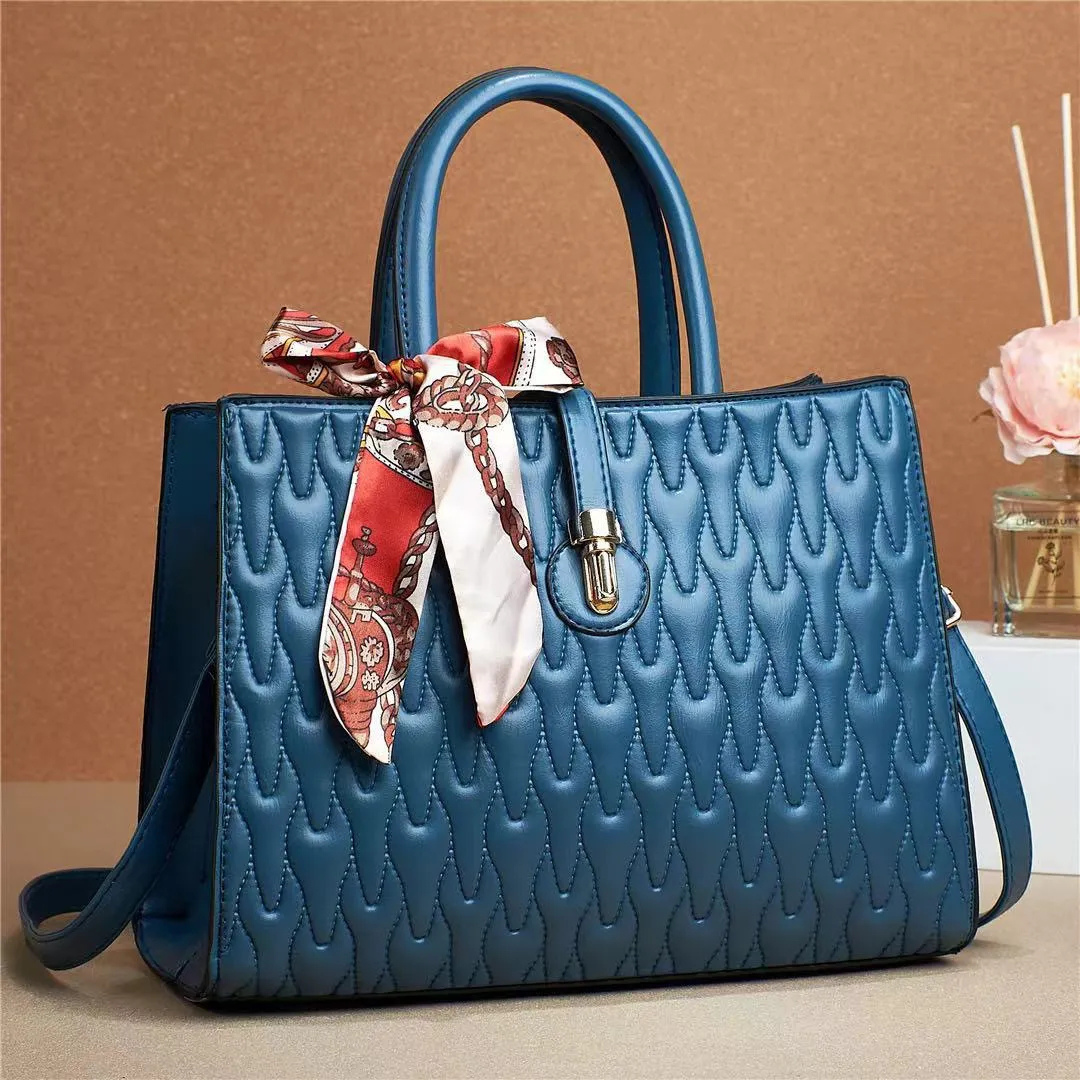 Shoulder Bag for Women ⎜ Elegant Leather Handbag with Silk Scarf and Stylish Design