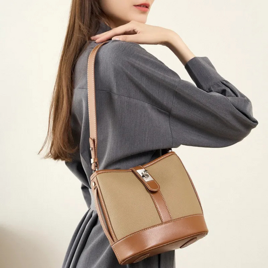 Bucket Bag for Women ⎜ Elegant Shoulder Bag Made of High - Quality Leather with Practical Flap Closure