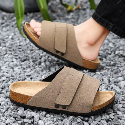 Men's Sandals ⎜ Comfortable Cork Leather Sandals with Adjustable Straps for Summer