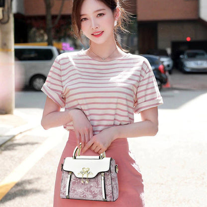 Elegant Handbag for Women ⎜ Fashionable Shoulder Bag with High - Quality Embroidery and Heart Pendant