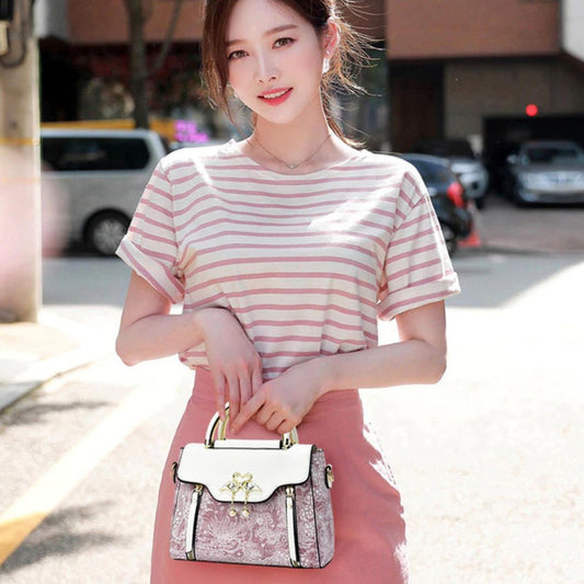 Elegant Handbag for Women ⎜ Fashionable Shoulder Bag with High - Quality Embroidery and Heart Pendant