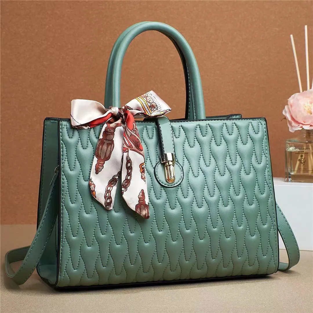 Shoulder Bag for Women ⎜ Elegant Leather Handbag with Silk Scarf and Stylish Design