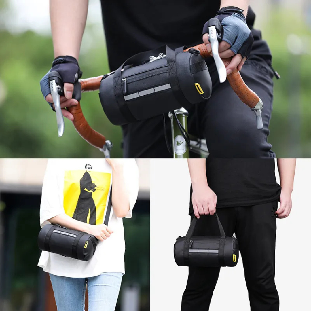 Bike Handlebar Bag ⎜ Versatile Front Bag with Carrying Handle and Reflective Safety Strip