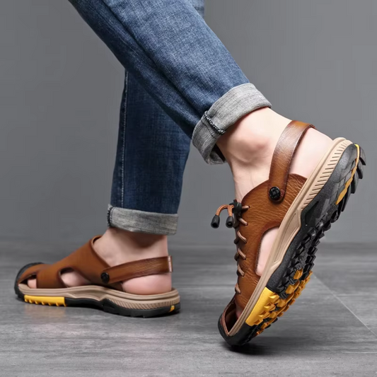 Men's Sandals ⎜ Comfortable Oversized Leather Shoes for Summer and Outdoor Activities