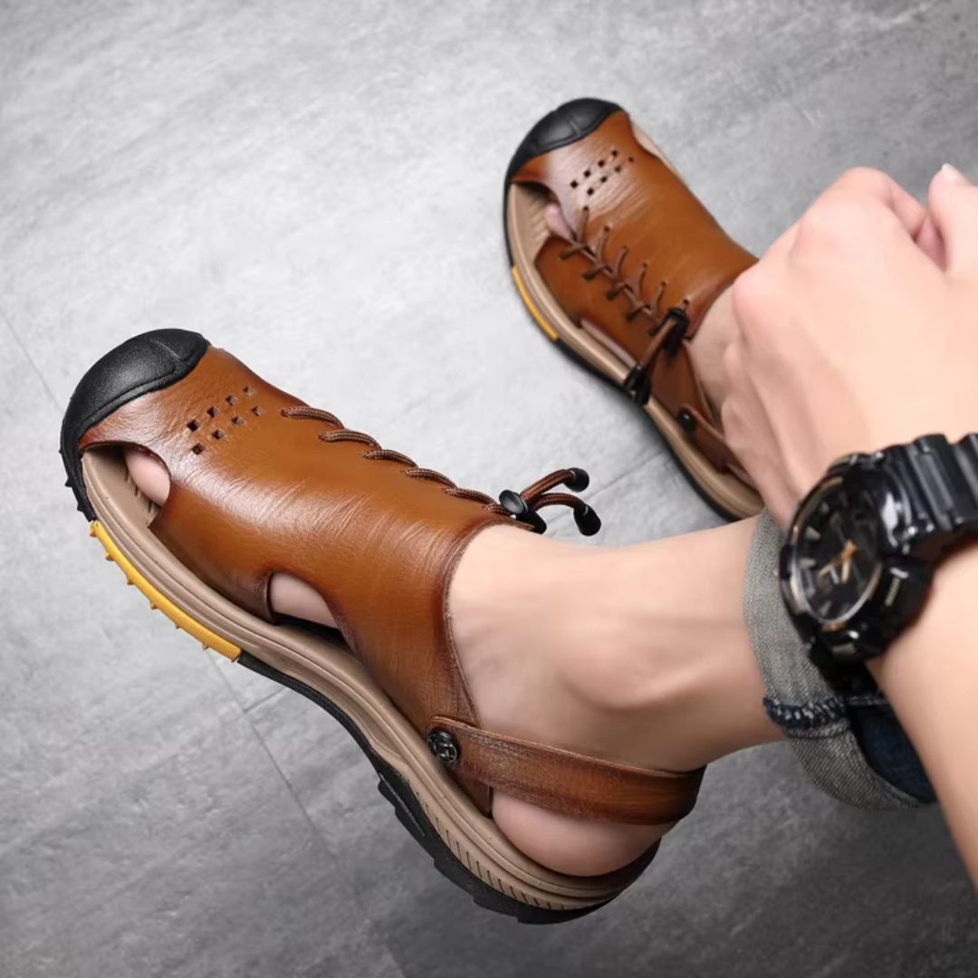 Men's Sandals ⎜ Comfortable Oversized Leather Shoes for Summer and Outdoor Activities