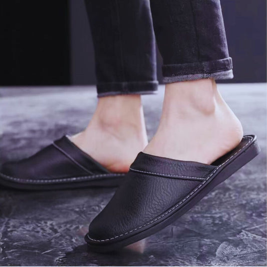 Leather Slippers for Men ⎜ Comfortable Slippers for All Seasons with Non - Slip Soles