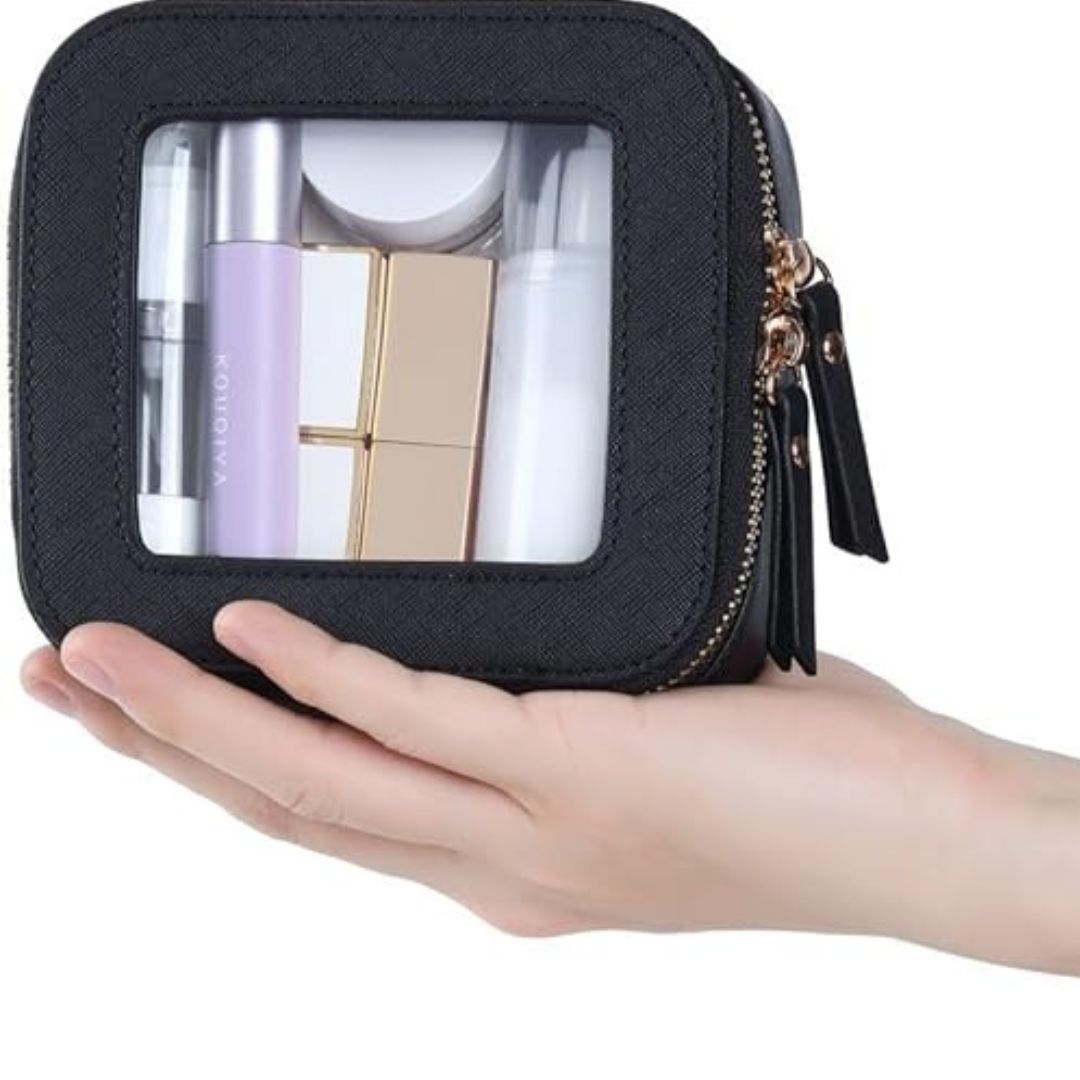 Cosmetics Bag for Women ⎜ Compact Storage with Window and Zip for Cosmetics