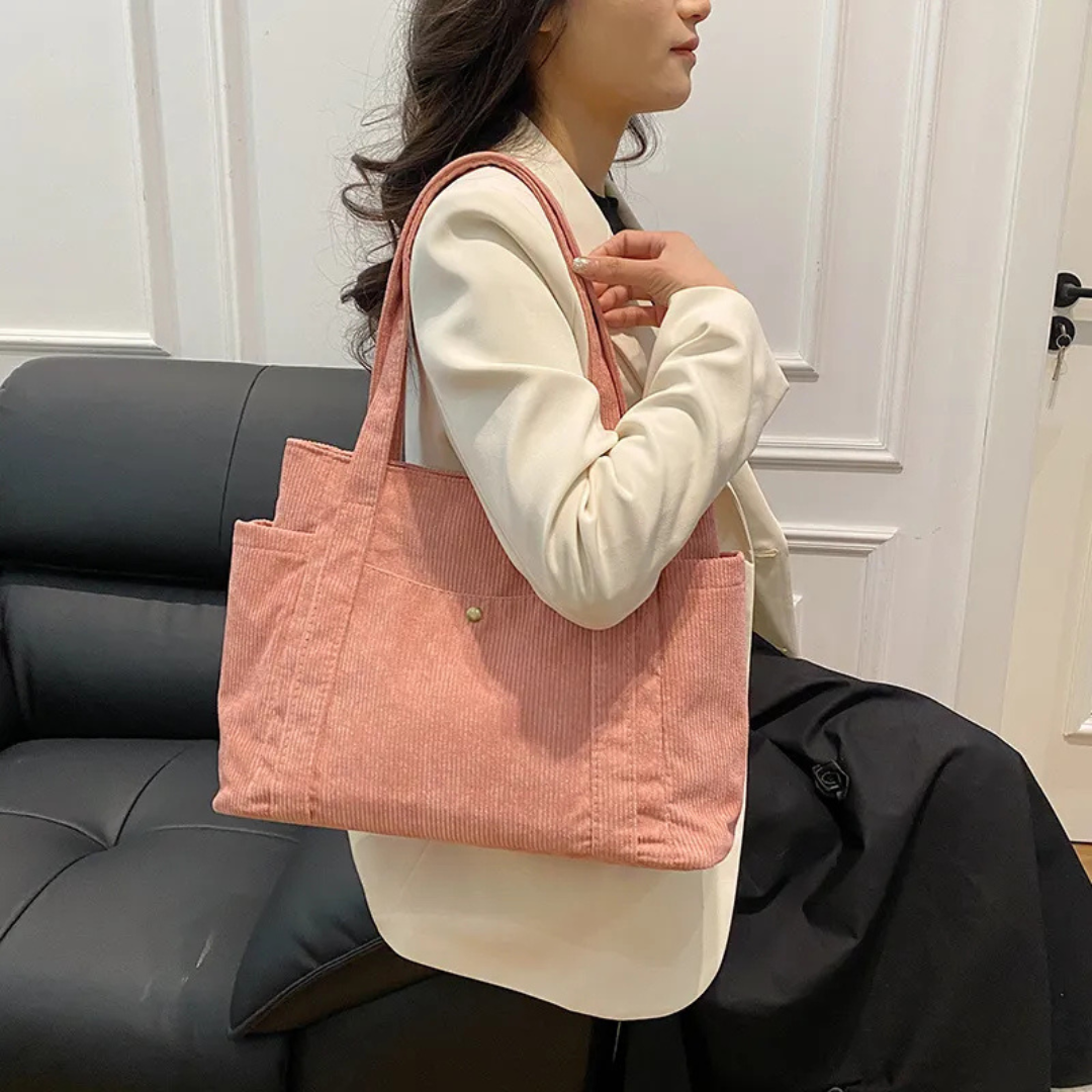 Tote Bag for Women ⎜ Spacious Corduroy Bag with a Modern Design and Practical Straps