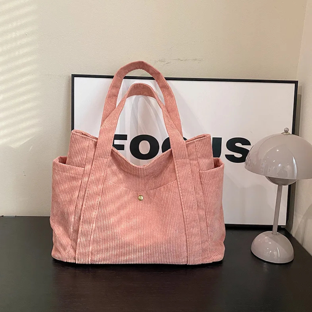 Tote Bag for Women ⎜ Spacious Corduroy Bag with a Modern Design and Practical Straps