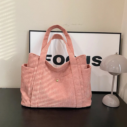 Tote Bag for Women ⎜ Spacious Corduroy Bag with a Modern Design and Practical Straps