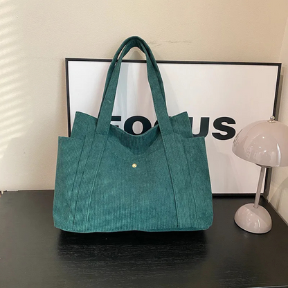 Tote Bag for Women ⎜ Spacious Corduroy Bag with a Modern Design and Practical Straps