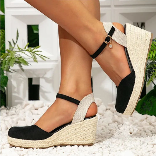 Women's Wedge Sandals ⎜ Comfortable Roman Sandals with a High Heel and Ankle Strap for Everyday Wear & Leisure