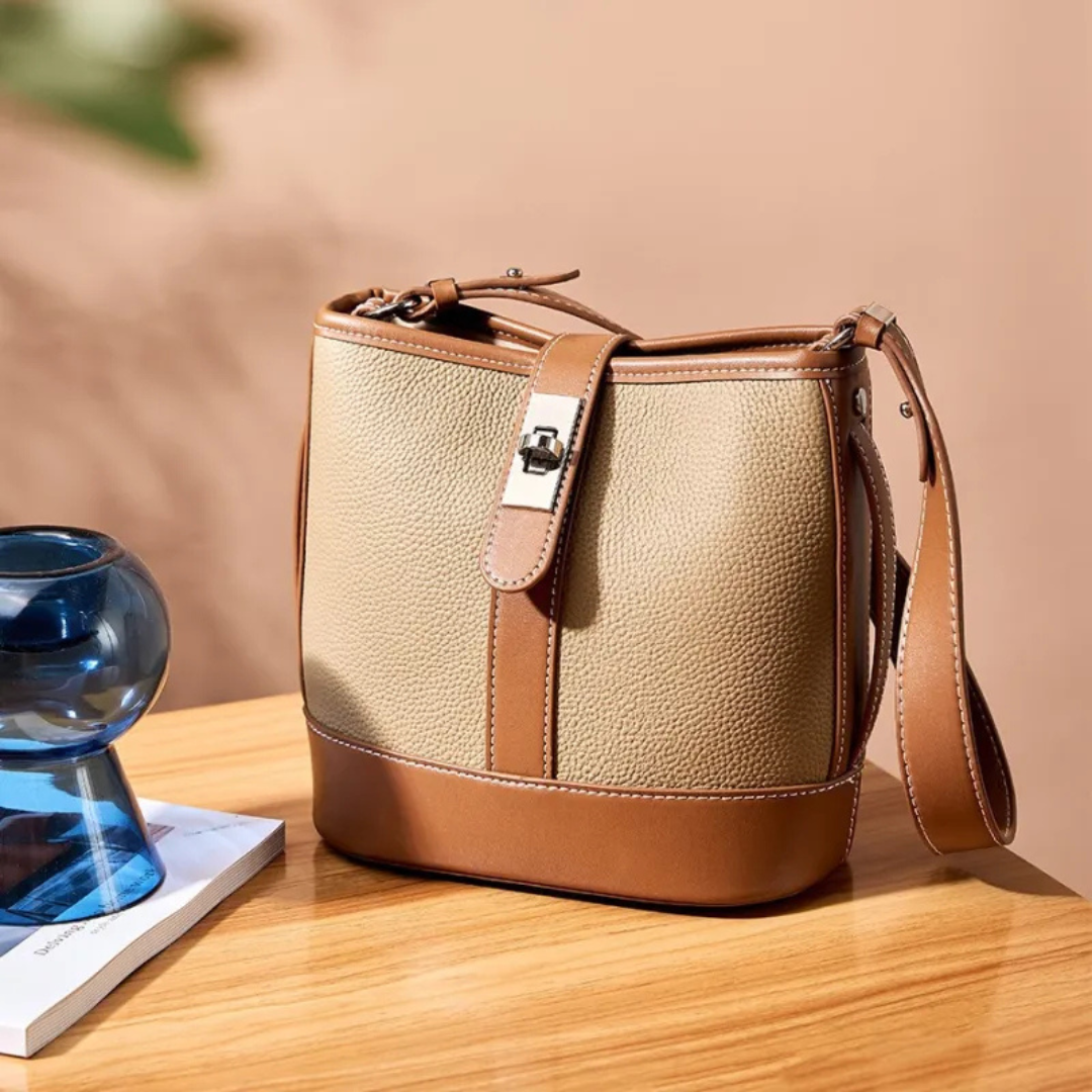 Bucket Bag for Women ⎜ Elegant Shoulder Bag Made of High - Quality Leather with Practical Flap Closure