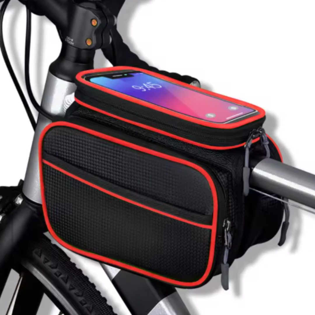 Bike Frame Bag with Mobile Phone Compartment ⎜ Waterproof Top Tube Bag with Storage Space and Touchscreen Window