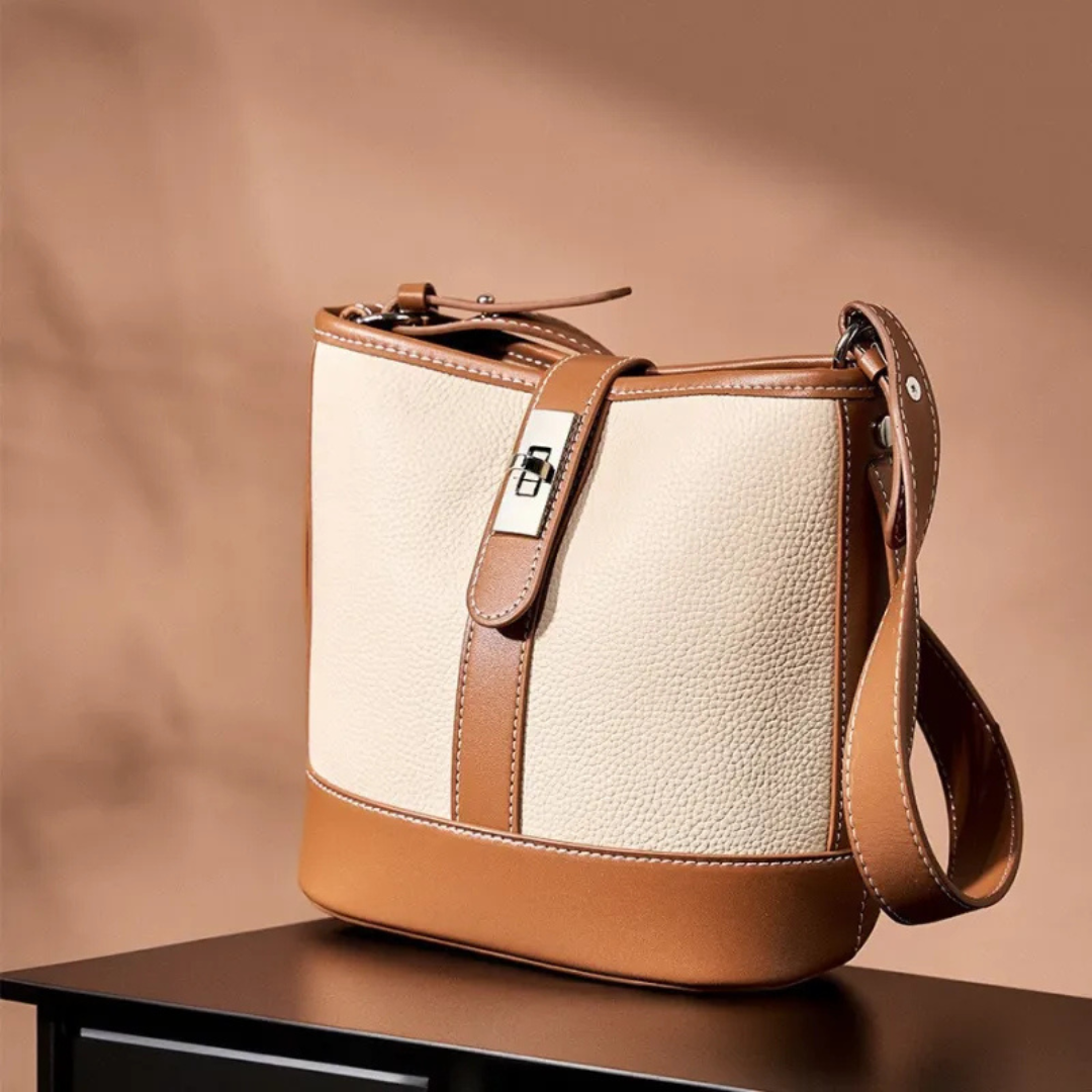 Bucket Bag for Women ⎜ Elegant Shoulder Bag Made of High - Quality Leather with Practical Flap Closure