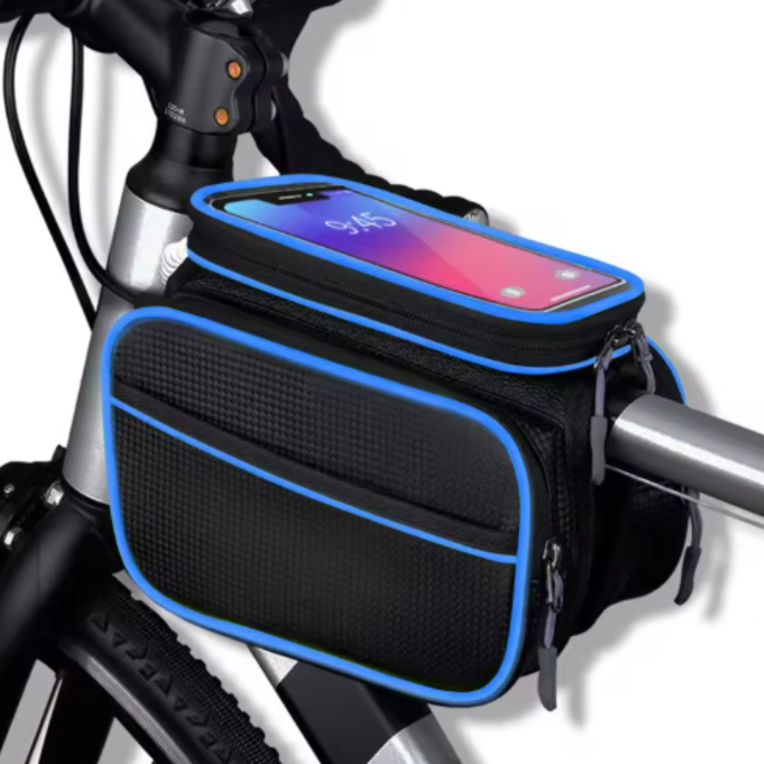 Bike Frame Bag with Mobile Phone Compartment ⎜ Waterproof Top Tube Bag with Storage Space and Touchscreen Window