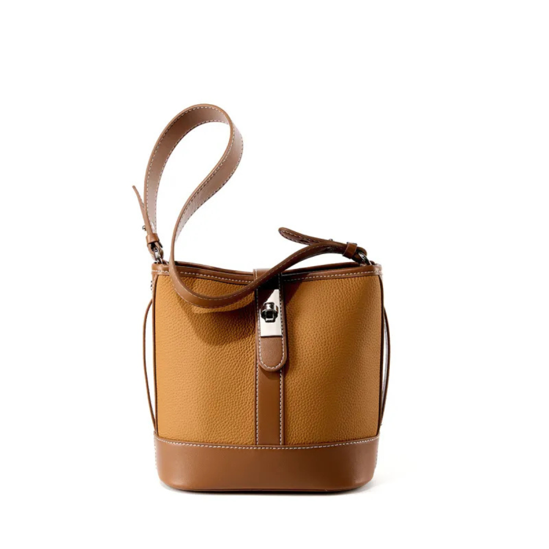 Bucket Bag for Women ⎜ Elegant Shoulder Bag Made of High - Quality Leather with Practical Flap Closure