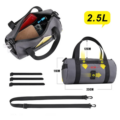 Bike Handlebar Bag ⎜ Versatile Front Bag with Carrying Handle and Reflective Safety Strip