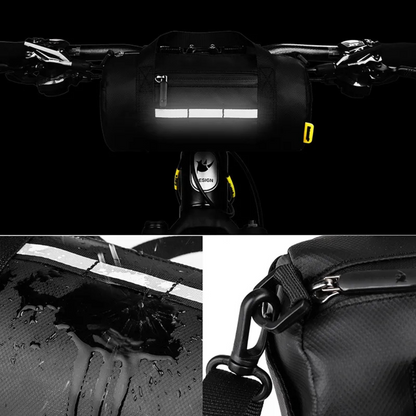Bike Handlebar Bag ⎜ Versatile Front Bag with Carrying Handle and Reflective Safety Strip