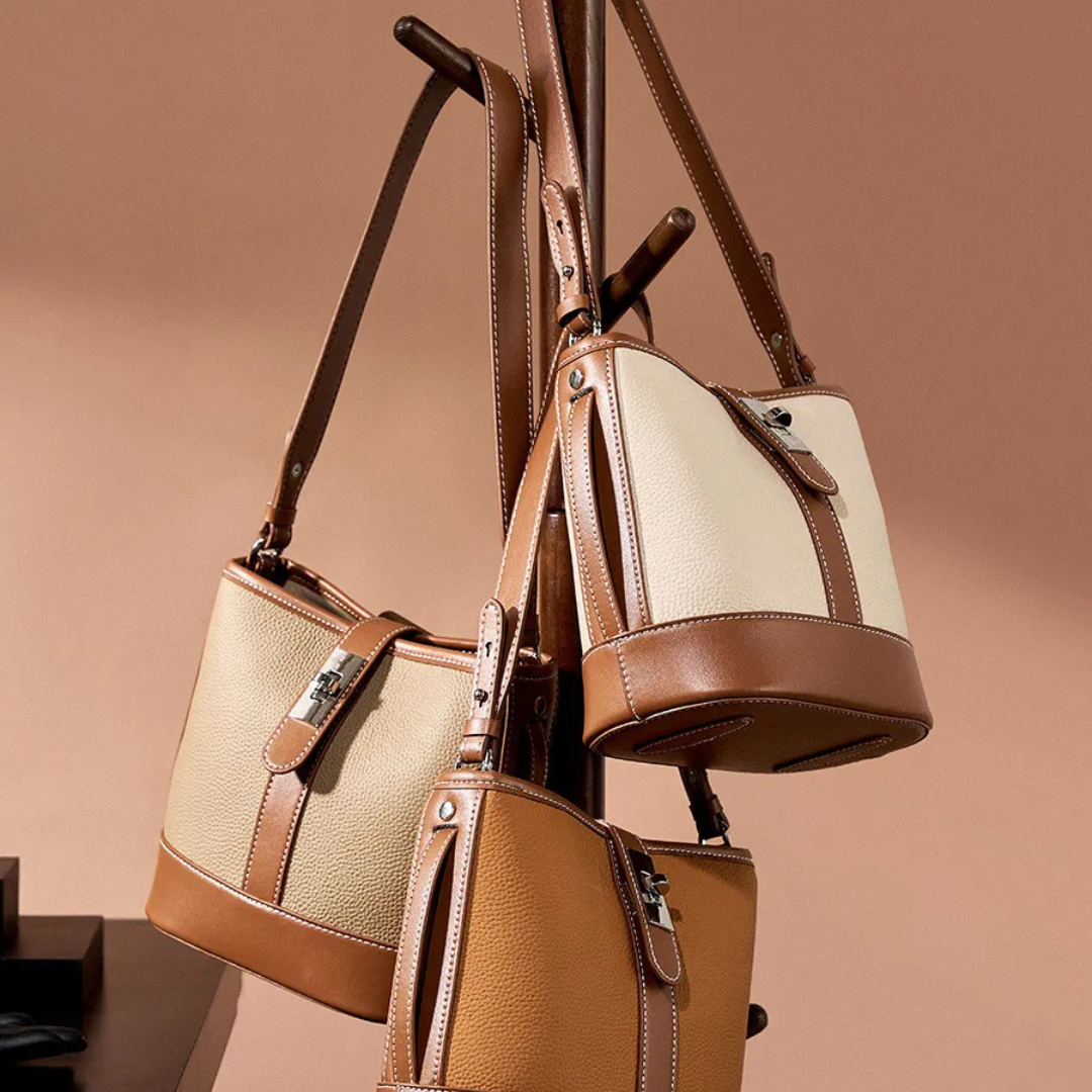Bucket Bag for Women ⎜ Elegant Shoulder Bag Made of High - Quality Leather with Practical Flap Closure