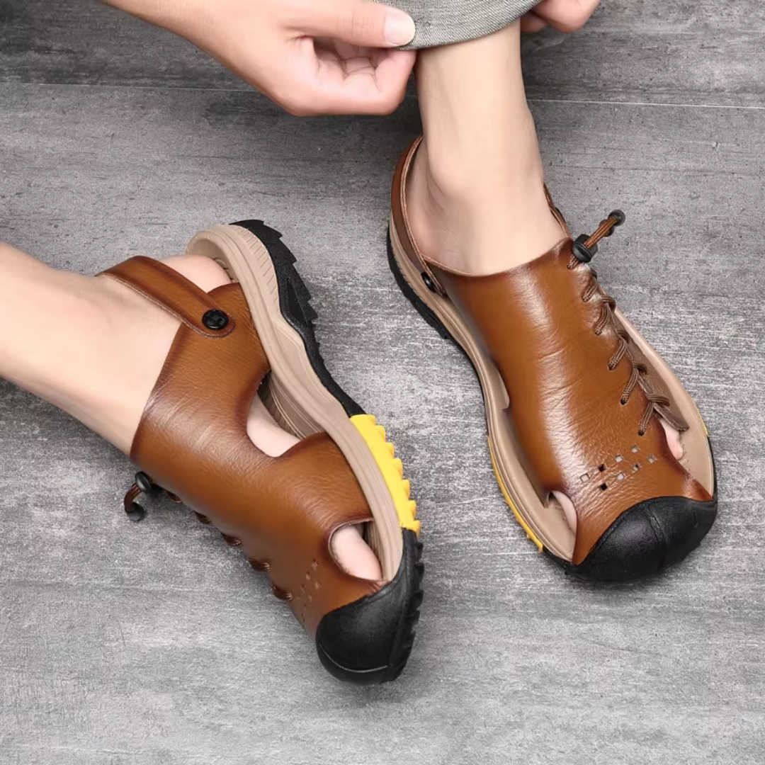 Men's Sandals ⎜ Comfortable Oversized Leather Shoes for Summer and Outdoor Activities