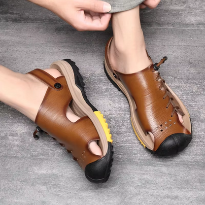 Men's Sandals ⎜ Comfortable Oversized Leather Shoes for Summer and Outdoor Activities