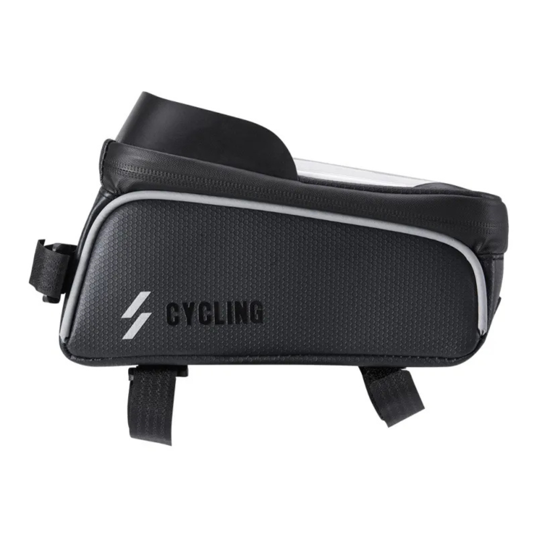 Bike Mobile Phone Holder Bag ⎜ Waterproof Top Tube Bag with Touchscreen Compartment and Headphone Opening