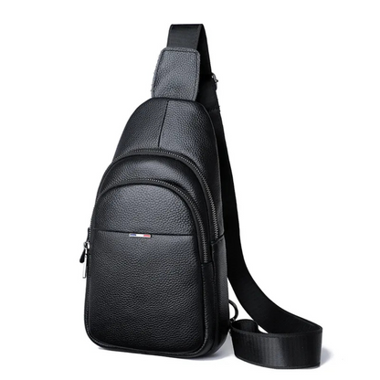 Leather Chest Bag for Men ⎜ Crossbody Design with Large Capacity and Multiple Zip Compartments