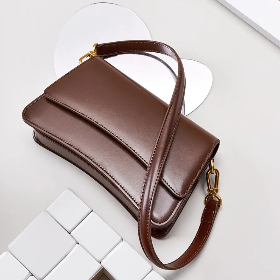 Shoulder Bag for Women ⎜ Stylish Shoulder Bag Made From High - Quality Leather with Gold Accents