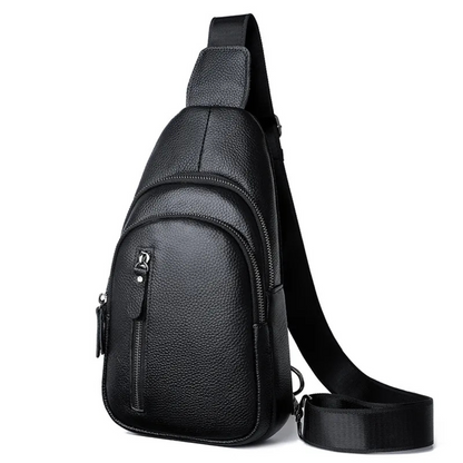 Leather Chest Bag for Men ⎜ Crossbody Design with Large Capacity and Multiple Zip Compartments