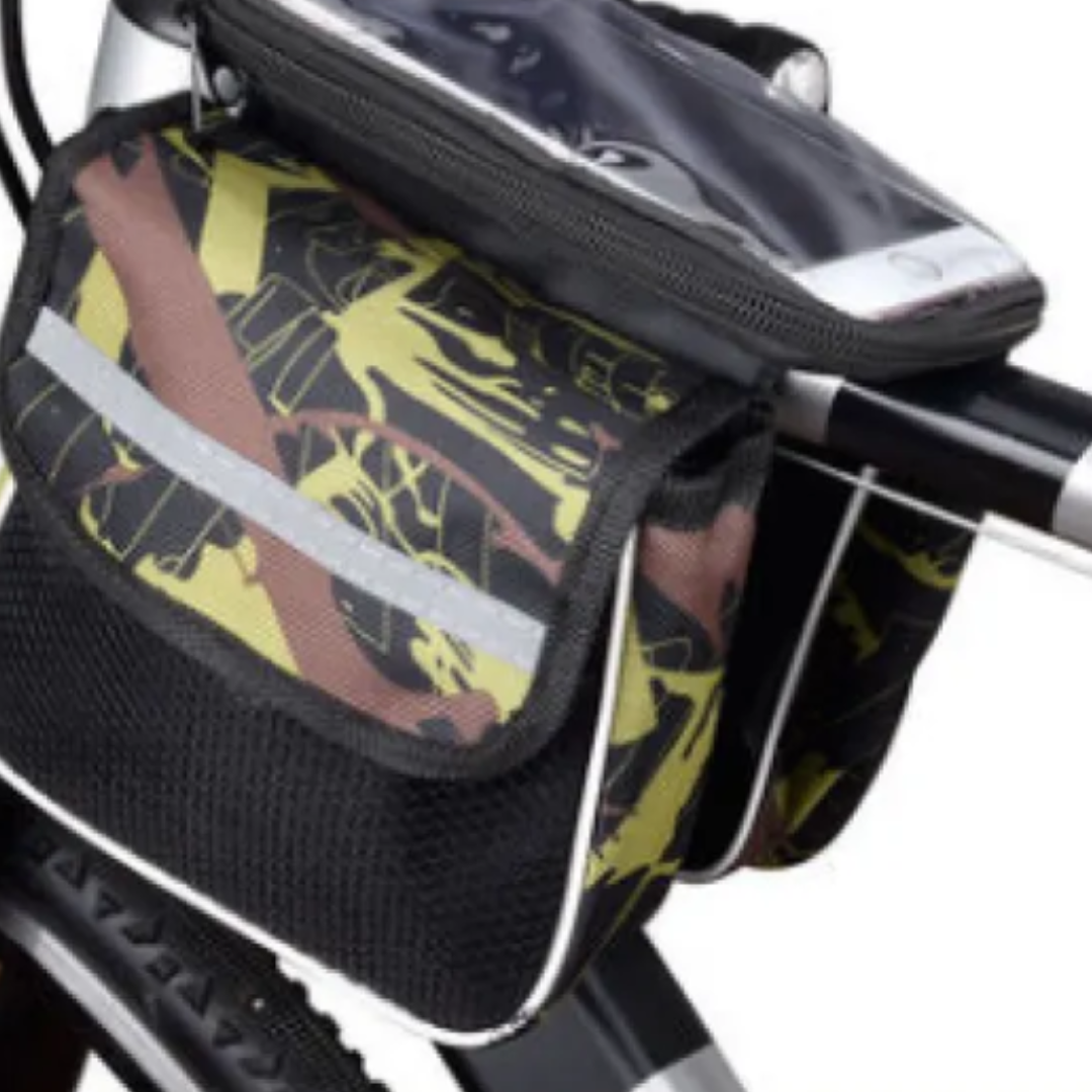 Bike Frame Bag with Mobile Phone Compartment ⎜ Waterproof Top Tube Bag with Storage Space and Touchscreen Window
