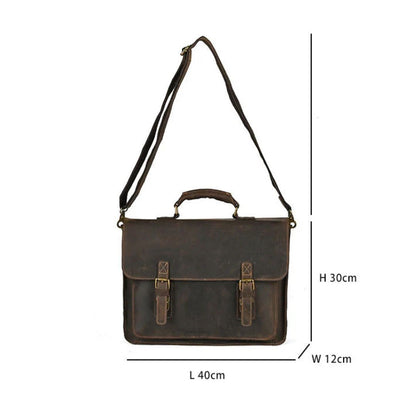 Leather Laptop Bag for Men ⎜ Robust Shoulder Bag with Buckle Fastening and Padded Inner Compartment