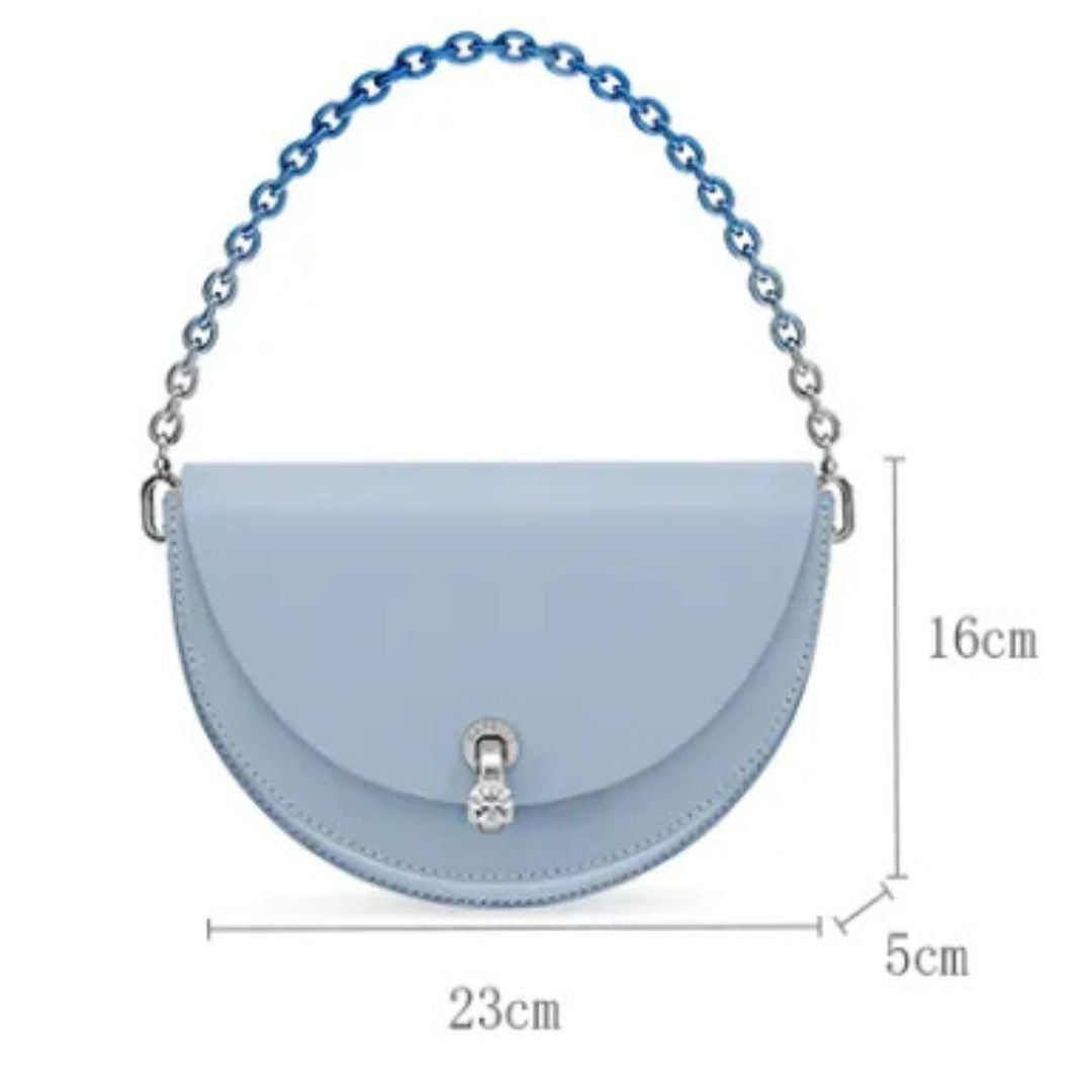 Shoulder Bag for Women ⎜ Stylish Handbag with Diamante Fastening and Chain Strap
