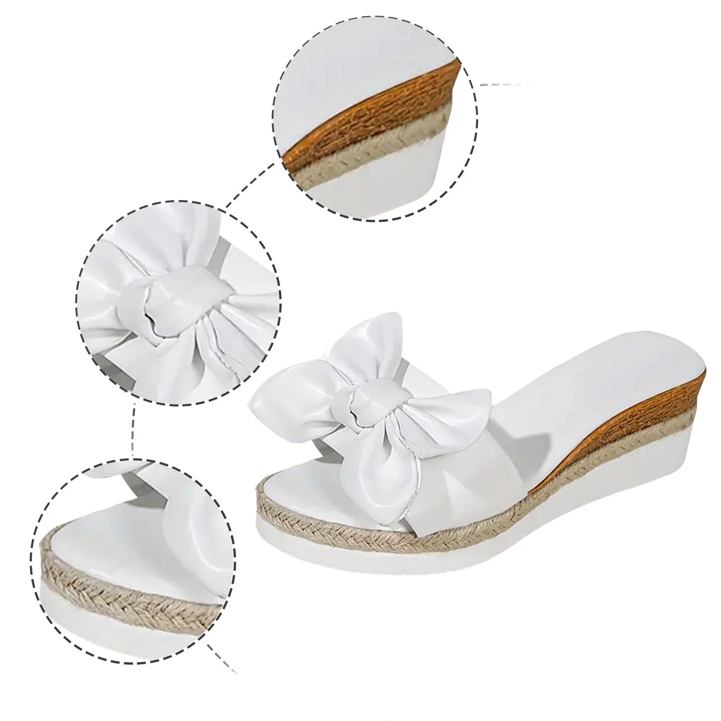 Women's Wedge Heel Slip - on Shoes ⎜ Comfortable Summer Shoes with Bow Detail and Non - Slip Sole