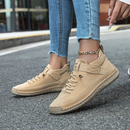 Sporty Trainers for Women ⎜ Comfortable High - Top Shoes with Velcro Fastening and Stitched Design